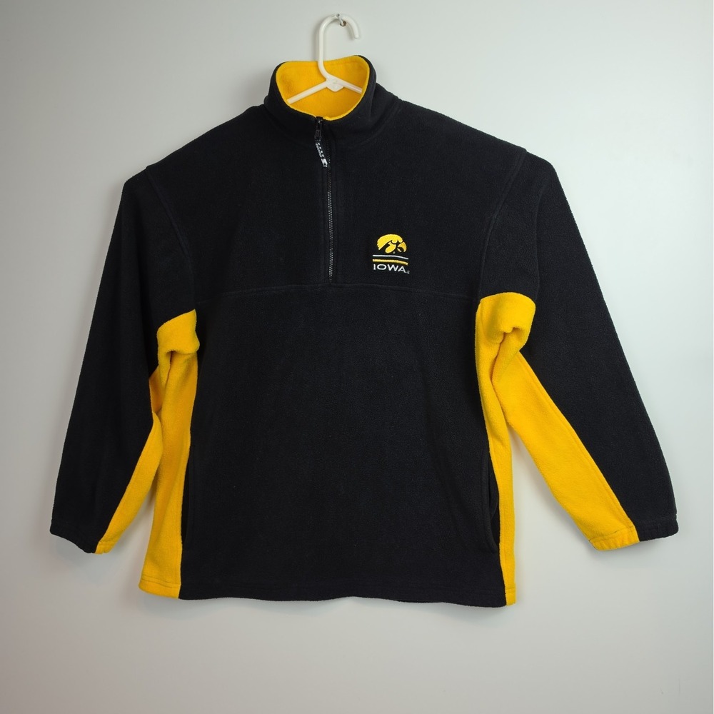 Iowa Hawkeyes Team Starter 1/4 Zip Fleece Pullover Men's L Black Gold NCAA